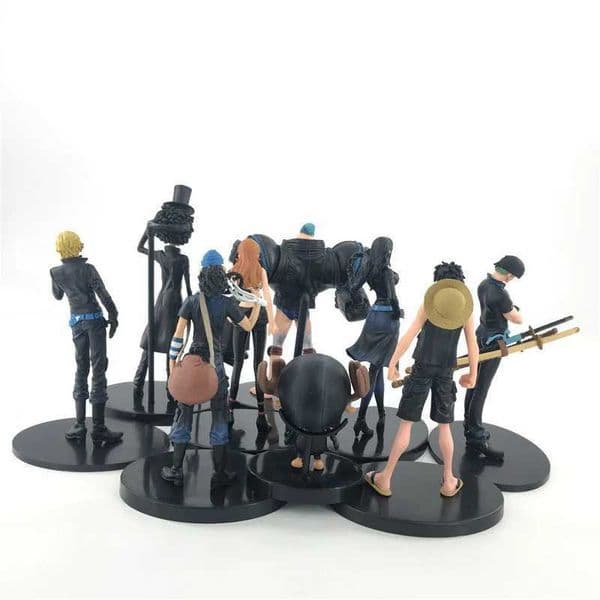 9pcs/set Black Golden Color Anime Figure One Piece Luffy Zoro Sanji Nami Brook Action Figure Collection Model Toy Gifts L260608