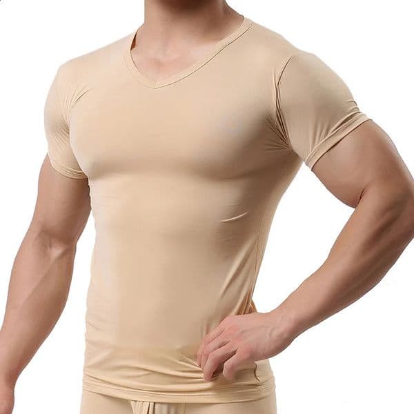 Ice Silk T Shirt for Men Summer Breathable Short Sleeve Tops Mens Quick Dry Tshirt Trainer Slim 260609