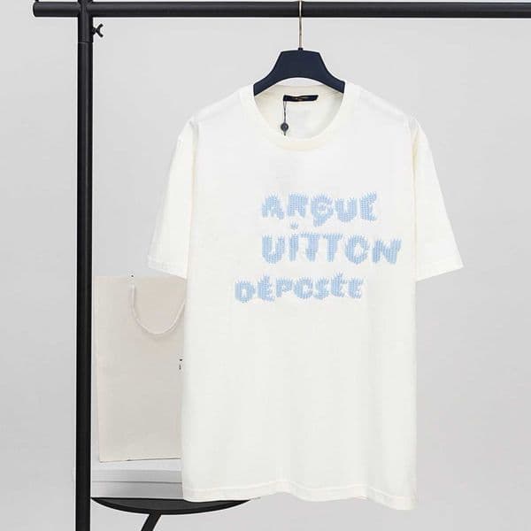 High quality designer clothing High Version Lujia 2025 Autumn New Blue Wool Knit Embroidered Casual Loose Unisex Short Sleeve T-ShirtXUUS