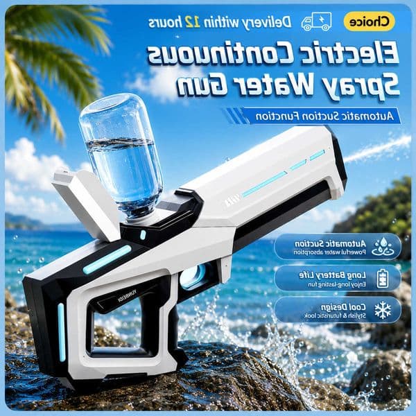 Electric Pulse Water Gun Automatic Water Suction Continuous Spraying with LED Light Summer Outdoor Water Gun Childrens Toy T260602SKDR