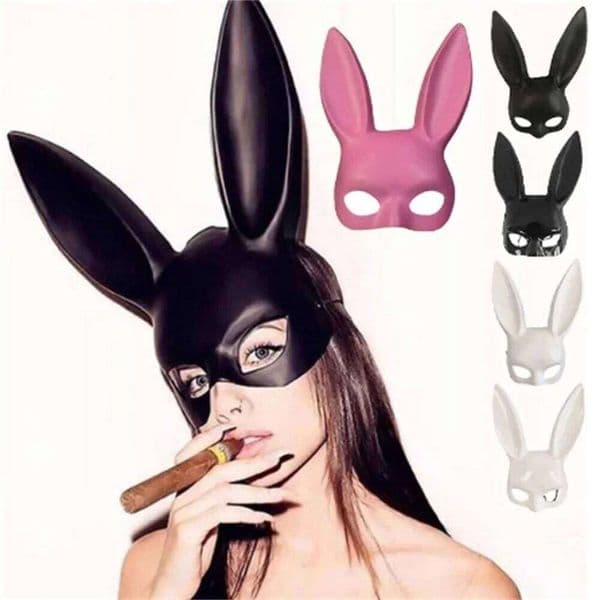 Halloween Rabbit Ears Half Mask Bright Matte Bunny Cosplay Dance Costume Party Masquerade Festival Anime Bar Nightclub Access W260609