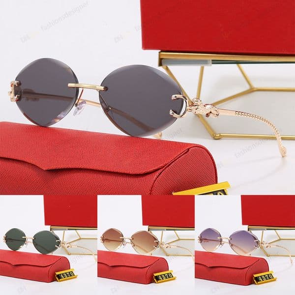 Sunglasses designer sunglasses oval sunglasses rimless sunglasses diamond cut glasses with golden C Leopard-adorned temple Buffalo horn designer mens sunglasses