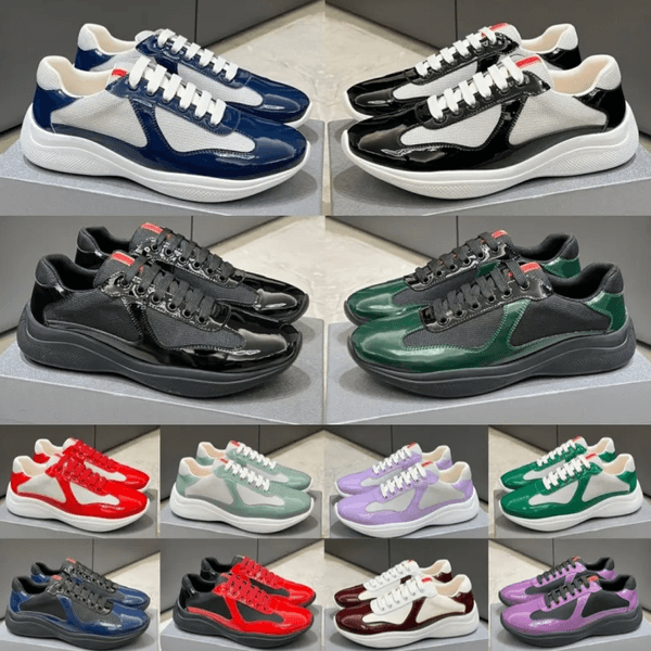 Designer Shoes casual shoes Cup Runner Trainers Men America Cup Leather Sneakers Leather Flat Trainers Black White Red Mesh Lace-up Casual Shoes