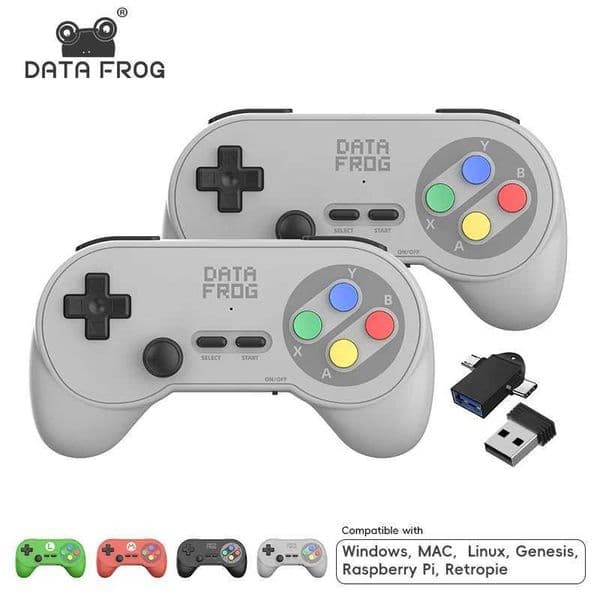 Data Frog PC07 Retro Wireless Gamepad with Dual Receiver Classic Controller for PC DInput Android Arcade Emulators T260608