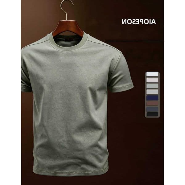 AIOPESON Mens Cotton O-Neck Soft Touch Comfortable Tee Solid Color 8 Colors Breathable Lightweight Daily Casual T-Shirt L260609