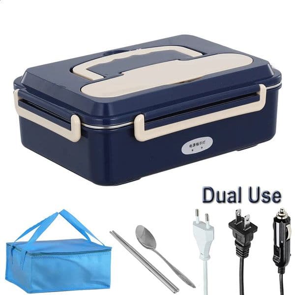 Dual Use Home Car 2 in 1 Electric Heated Lunch Box Stainless Steel 220V 110V 24V 12V Office Food Heating Warmer Container Heater 260609