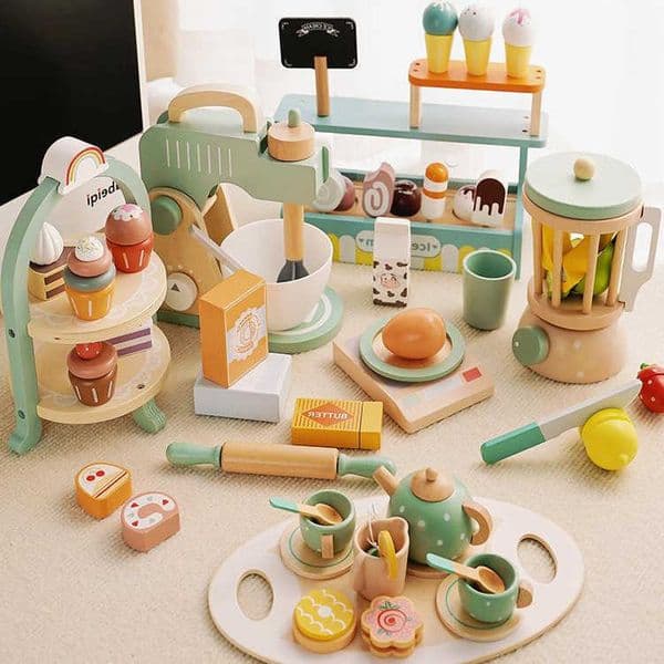 Early education childrens pretend play set simulated afternoon tea cake stand kitchen toy for boys and girls ice cream toy L260609