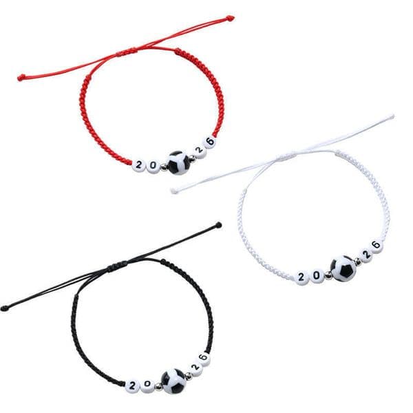 2026 Soccer World Cup National Flag Hand Woven Adjustable Rope Bracelet Football Fan Friendship Wristband Souvenir Gift