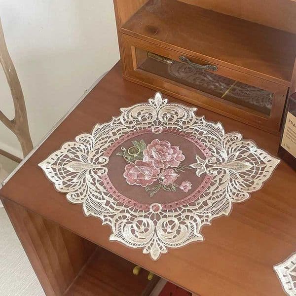 Lace Table Cloth Vintage Retro Decoration Tablecloth Decoration Desk Accessories Cup Coaster Home Decor Aesthetic Room Decor J260609