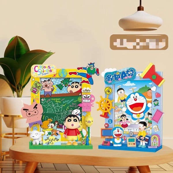 Crayon Shin-chan Photo Frame Assembly Blocks for Girls Children Mini Particles DIY Puzzle Doraemon Fridge Magnet Gift