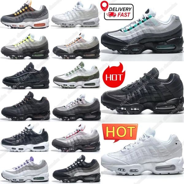 designer 95 High quality Running Shoes Mens Womens sneakers Sports Trainers triple black white Electric Green Coconut Milk Grey shoes Runners sneaker