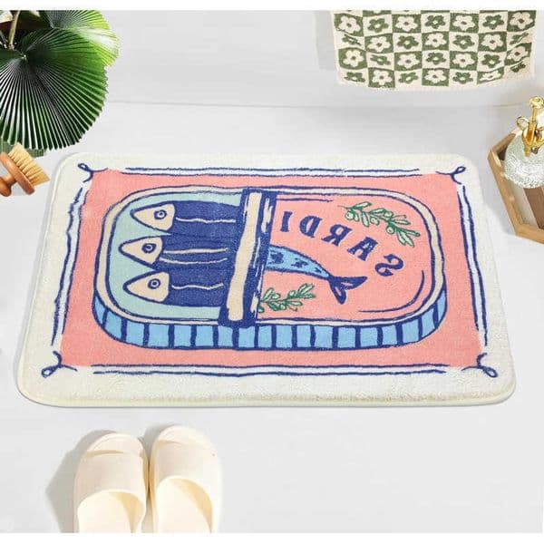 Sardine French-style Canned Bathroom Mat Non-slip Water-absorbent Shower Foot Mat Kitchen Bedroom Rug Home Decoration D260609