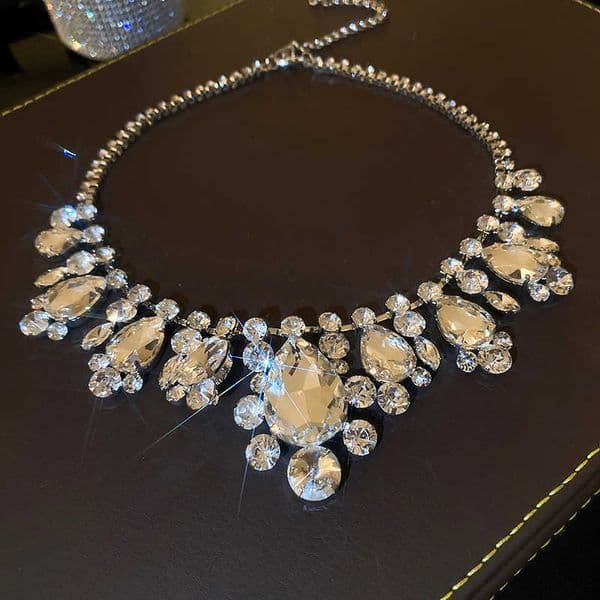 Necklace Crystal Shiny For Rhinestone Women Luxury Party Wedding Necklace Geometric Water Drop Collarbone Necklaces JewelryR260609