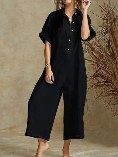 Elegant Autumn Casual Workwear Jumpsuit Cotton And Linen Womens Trousers Spring Autumn Office Lady Loose Jumpsuits Female 260604