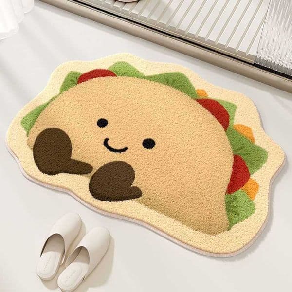 Cartoon Cute Bread Shaped Imitation Cashmere Carpet Soft Bathroom Absorbent Floor Mat Home Decoration Bedroom Bed Blanket D260609