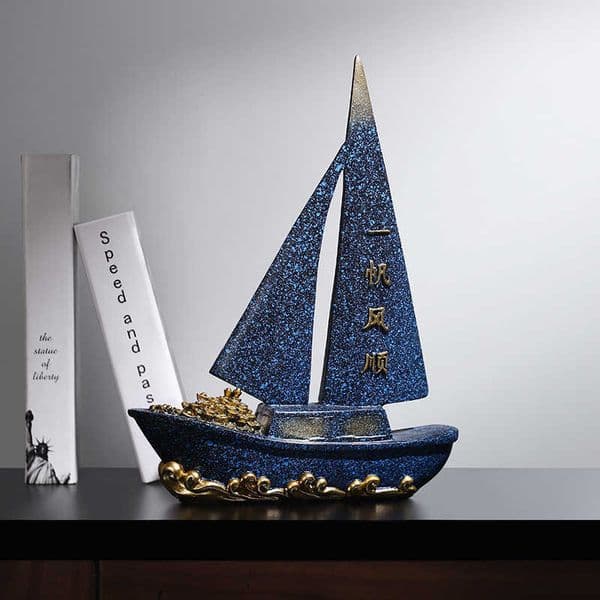 Smooth Sailing Sailboat Ornament New Chinese Style Home Living Room Office TV Cabinet Decoration Entrance Wine Cabinet Display L260606