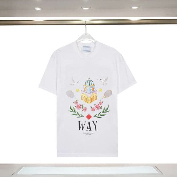 Casalys Blanca T Shirt Mens Designer Clothes Graffiti T Shirts Casablancasilk Shirt Set Crew Neck Loose Slim Fit Tshirt Streetwear Cotton Graphic Print Shirt 043