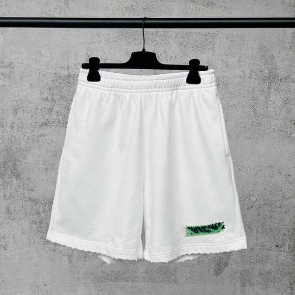 High quality designer clothing Paris high-end B-brand 2026 new model distressed letter tape print distressed shorts loose fit knee-length shorts{category}