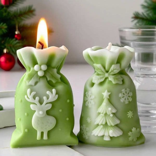 Christmas Gift Bag Candle Silicone Mold DIY Xmas Decor Handmade Aroma Wax Craft Holiday Home Decoration D260609