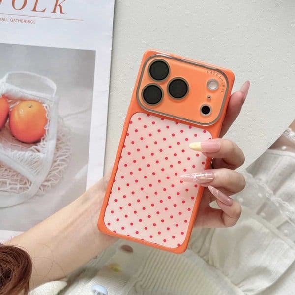 Polka Fashion Korea Dot Phone Large Window Phone Case For iPhone 17 16 15 14 13 Pro Max Cute Small Flower Print Shockproof Cover J260609