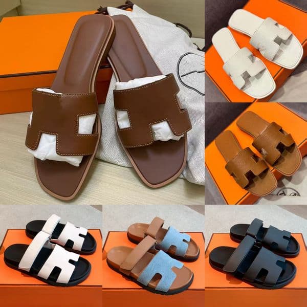 Sandals Women Genuine Leather Slides Designer Sandals Office Errands Beach Vacation Cushioned Footbed Comfortable Flat Shoes Slippers01111