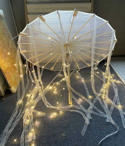 Oiled Japan Yarn LED Paper Chinese Silk Cloth Umbrella Costume Ancient Princess Umbrella Drama White Craft Umbrella Cosplay C260609