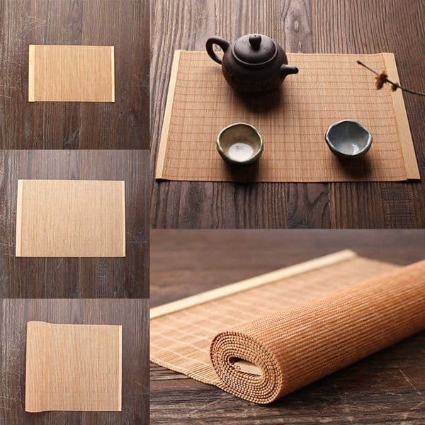 Napkin Mat Chinese Style Slip-proof Table Insulation Pad Hand-woven Bamboo Placemat Decor Kung Fu Tea Set Mat Photography PropR260609