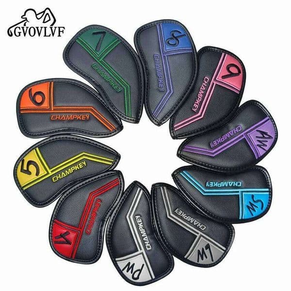10pcs Leather Set Colorful Iron Headcover Golf Club Head Covers 26L0609