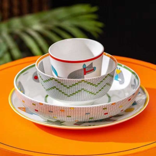 childrens new H tableware brands four-piece set includes bowls plates dishes European-style ceramic dinner plates water cups mugs and couples mugs Y260609
