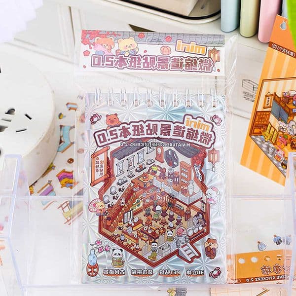 Scenery Fun Creative Collection and 1 Sticker Book1 Tweezer Miniature 3D Hut Handmade Account Stickers Handmade Account Scrapbo M260609