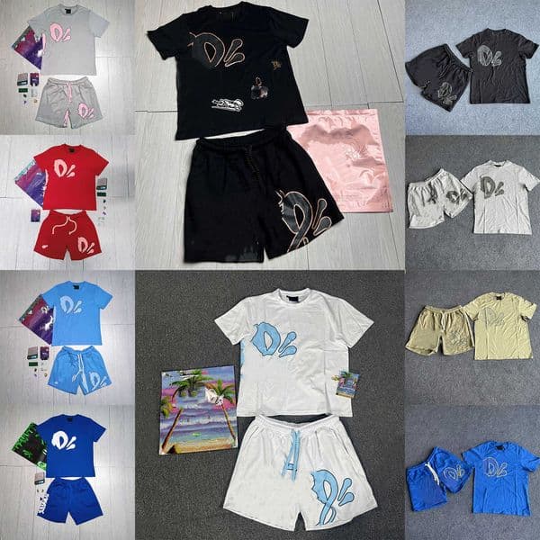 Mens Trksuit Designer Foam Print Cotton T Shirt and Shorts Set with Stickers Summer Hip Hop Sports Short Sleeve Top Baskeall Shorts Men L260330