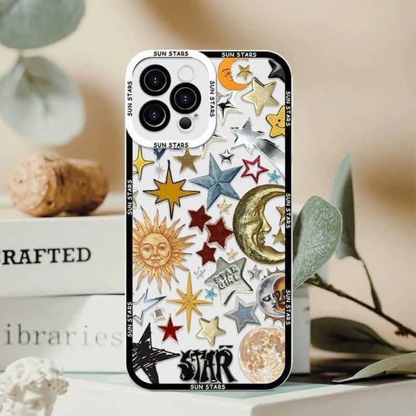 Style Face Retro Sun Moon Stars Phone Case for Xiai 13T 14T 11 10 Pro Plus Redmi Note 14 PRO 13C 12 F5 X7 Lite Soft Cover J260609