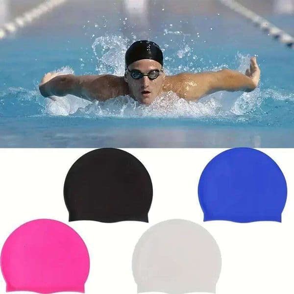 Women Men Durable Silicone Swimming Unisex Adult Waterproof Swim Hats Stretchable Pool Bathing Caps for Long Hair 26W0606