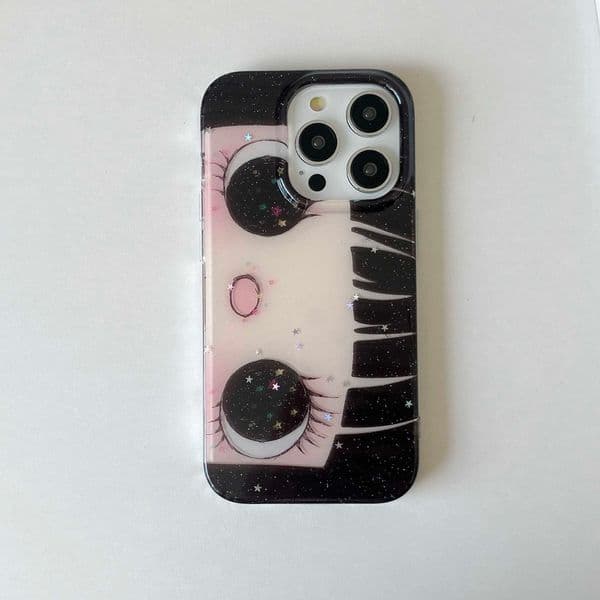Dreamy INS Glittering Big Eyes Comic Girl Lovely Phone Case for iPhone 17 16 15 14 11 12 13 Pro Max Plus Back Cover L260609