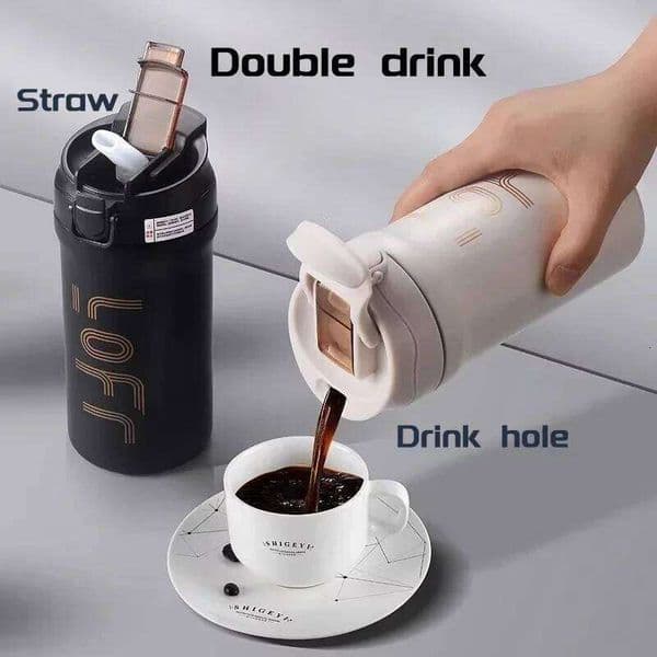 600ml/21OZ Thermal Mug with Straw Double Wall Insulated Sublimation Tumble Leakproof Water Thermos Portable Coffee Cup 26L0609