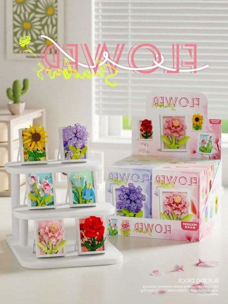 Picture Flower Frame Building Blocks Set DIY Mini Floral Kit with Tulip Rose Sunflower Orchid Peony Creative Craft for T H260609FIV6