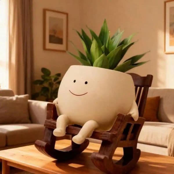 Charming Face Planter Pots Cute Head ChairPlant Pot for Small Indoor Outdoor Plants Ideal for Home Garden Office Desktop De 260609