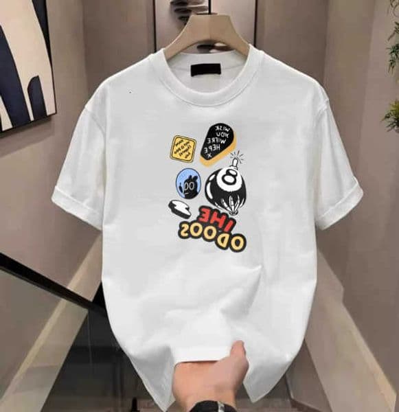Pure High-quality Mens Cotton Summer Short-sleeved T-shirt Trendy and Fashionable Comfortable and Breathable Printed Top C260609