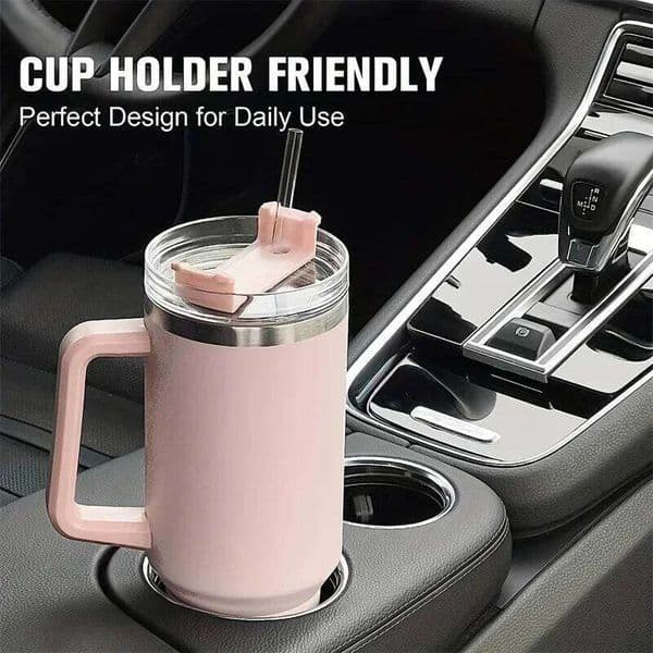1200ML Stainless Steel Car Large Capacity Water Cup with Handle and Straw Double-walled Insulated Travel Mug 26L0609