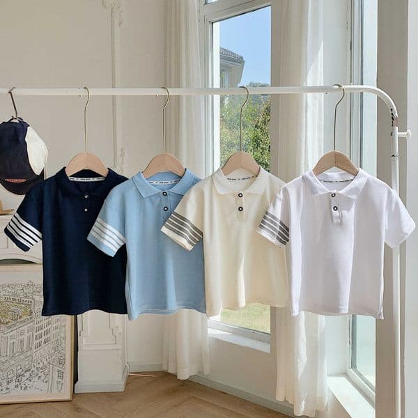 Boys T-shirt Short Sleeve Summer Solid Color Polo Shirt Baby Unisex New Style Casual Tops Toddler Breathable Childrens Clothing L260609
