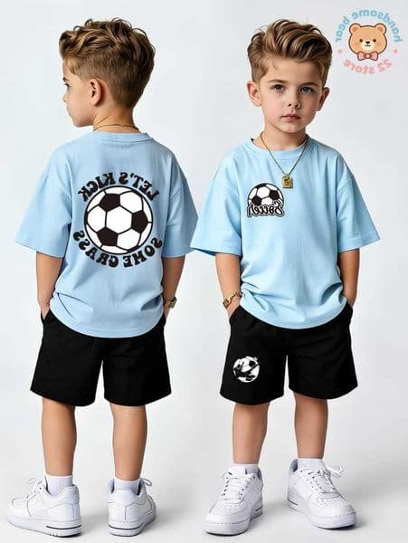 67 Number Football 3D Print Childrens Set Summer Short-Sleeved Short Pant Set Two-Piece Set Comfortable Casual Sports Kids Tops L260609