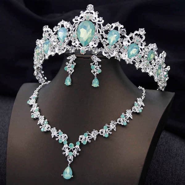 Crown Bridal 3 Pcs Wedding Jewelry Sets Luxury Tiaras and Necklace Earrings Set Party Prom Bride Dress Costume AccessoriesR260609