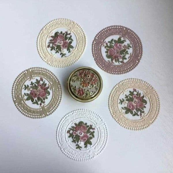Idyllic Retro French Embroidered Placemat Lace Coasters Romantic Ins Style Cloth Art Table Kitchen Decoration Small TableclothR260609