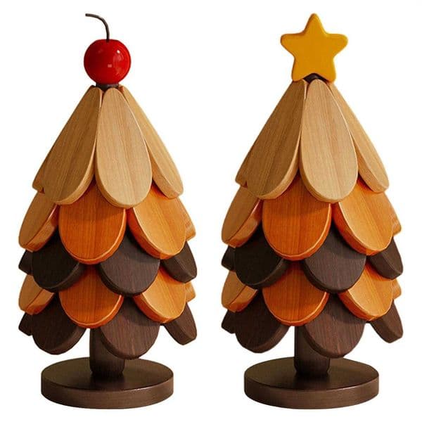 5 Foldable Christmas Pieces Tree Trivet Wooden Trivet Heat Resistant Desk Coaster with Stand for Hot Dishes Kitchen Counter PanR260609