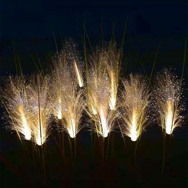 Solar Garden Landscape Lights Sunlight Lawn Lamp Simulation Bulrush Flower Optical Fiber Lamp Outdoor Waterproof Path Lighting 260608