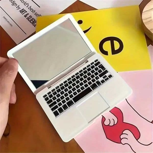 Creative Portable Mini Computer Mirror Foldable Laptop Shape Makeup Mirror High Quality Pocket Mirror Beauty Makeup Mirrors C260609