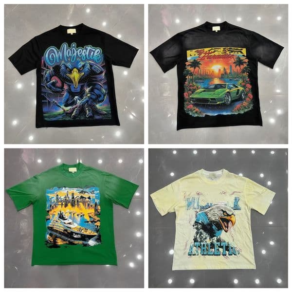 Majeshirts shirts tops Designer Mens T-Shirts American Trendy Brand Retro Majeshirts High Street Hip-Hop Letter Printing Rhinestones Short-Sleeve Cotton Mens US