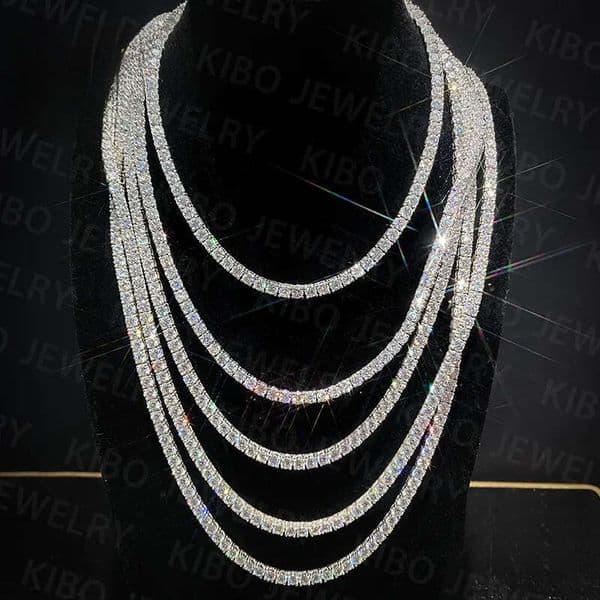 Hip Hop Chains Wholesale Jewelry Iced Out Gold Plated 925 Sterling Silver 3 4 5 MM VVS Moissanite Tennis Necklace Chain