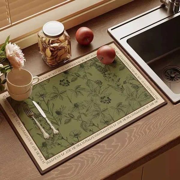 Earth Kitchen Drain Diatomaceous Mat Countertop Absorbent Mat Bowl and Dish Water Control Mat Coffee Machine Mat Desktop Tea MatR260609
