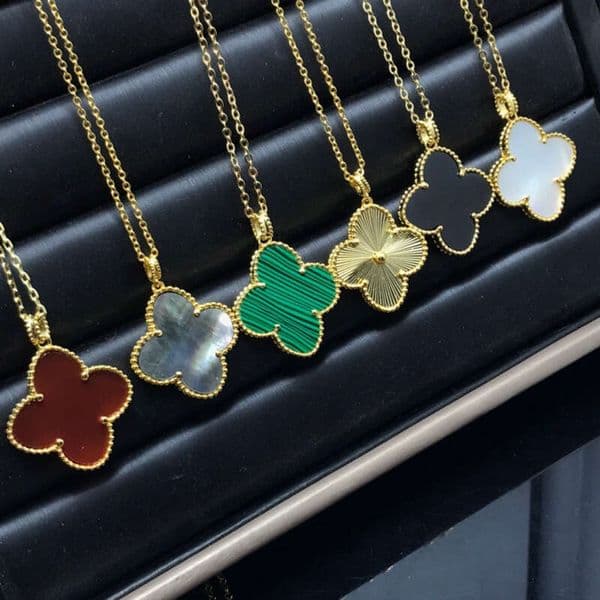 jewerly designer vanly cleeffly V Four-Leaf Clover Necklace Rose Gold Natural Mother-Of-Pearl Large Flower Sweater Chain For Women Can Be Worn Two Ways